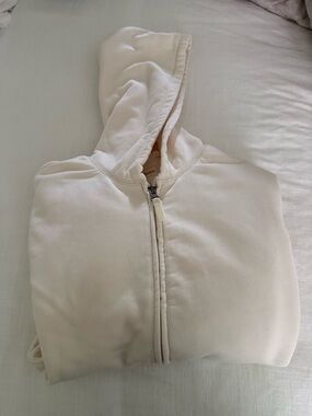 L.L. Bean Cream Zip Front Sweatshirt with Hood